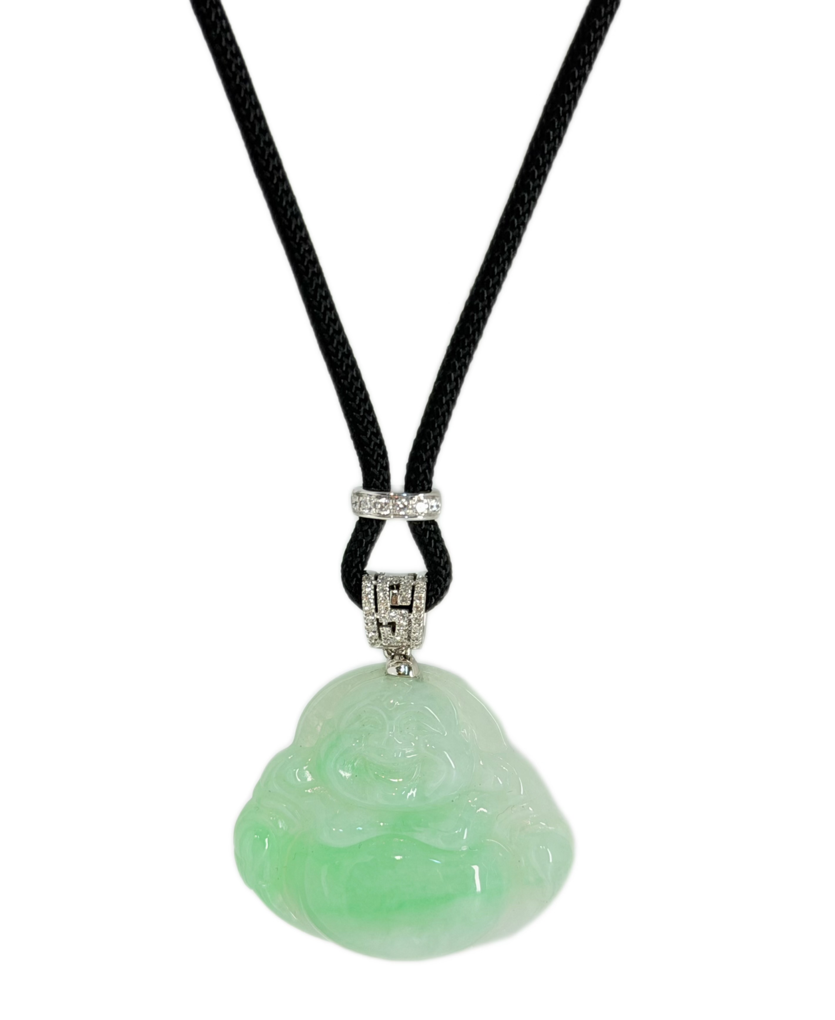 Burmese Natural Grade A Icy Yang Green Jadeite Buddha Pendant