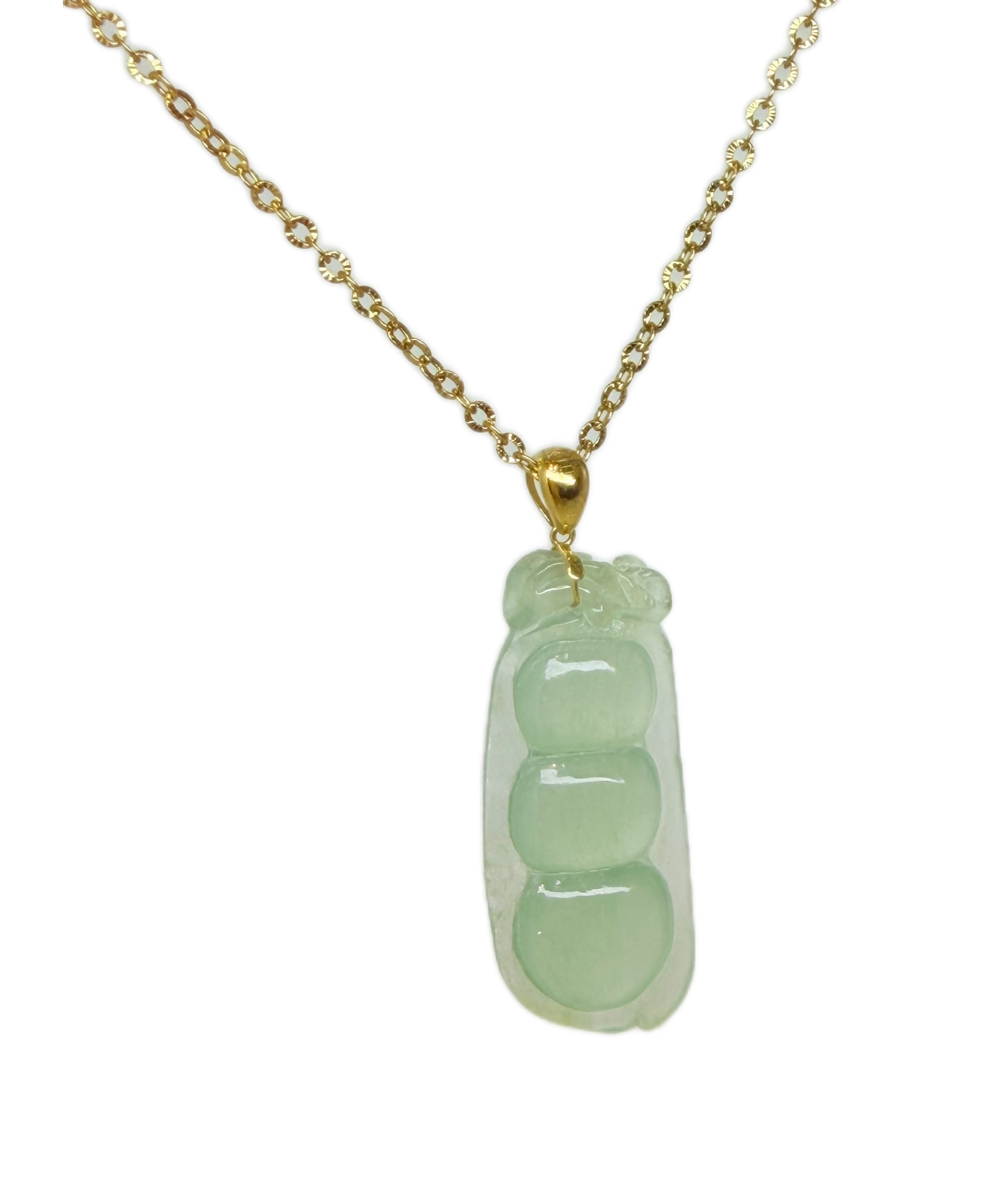 Natural Burmese Icy Green Jadeite Fu Dou Pendant with 18K Gold Bail