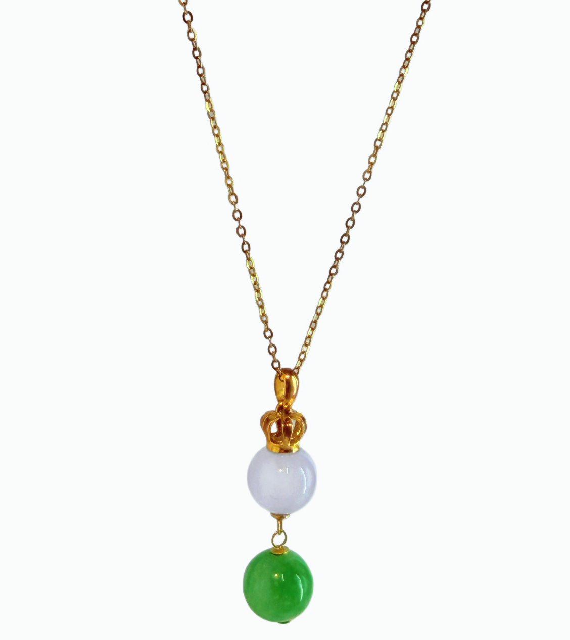 Natural Burmese Purple & Green Jadeite Double Bead Necklace Set with 18K Gold